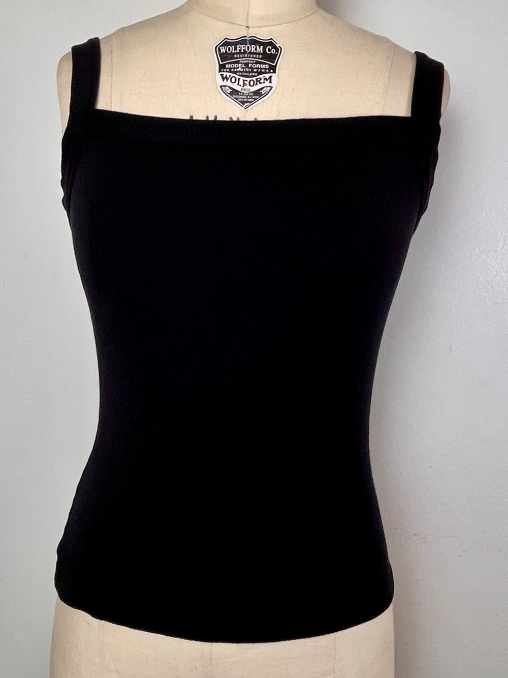 Reformation Jeans Black Square-Neck Ribbed Tank